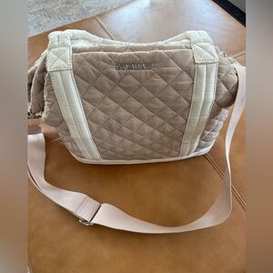 MZ Wallace Quilted Crossbody Bag in Beige and Cream